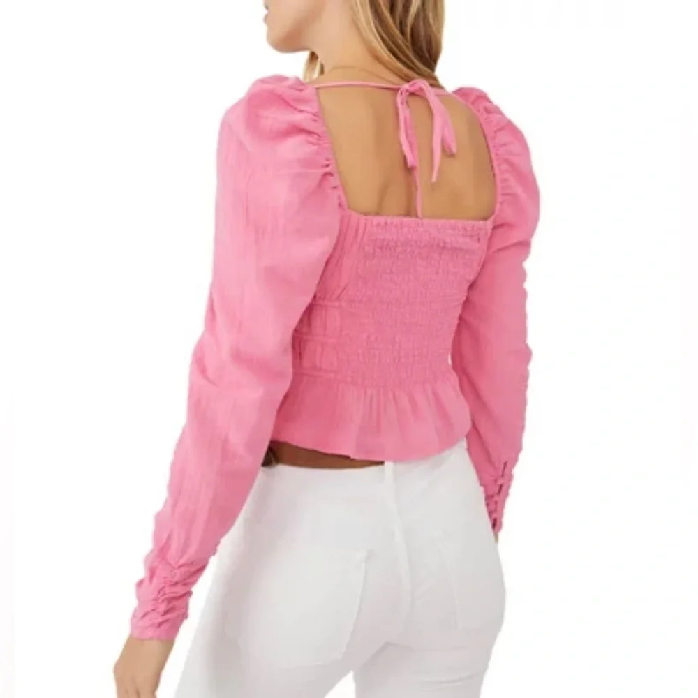 FREE PEOPLE Chloe Top in Aurora Pink Sz Sm ~ needs light repair